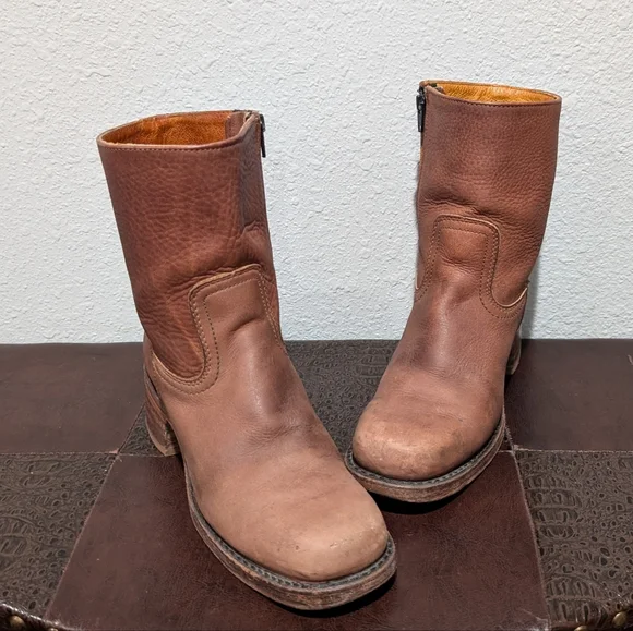 Frye Vintage Short Chestnut Brown Leather Campus Boot size 8 - Picture 10 of 12
